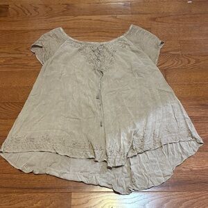 Chic Beige Embroidered Women's Blouse